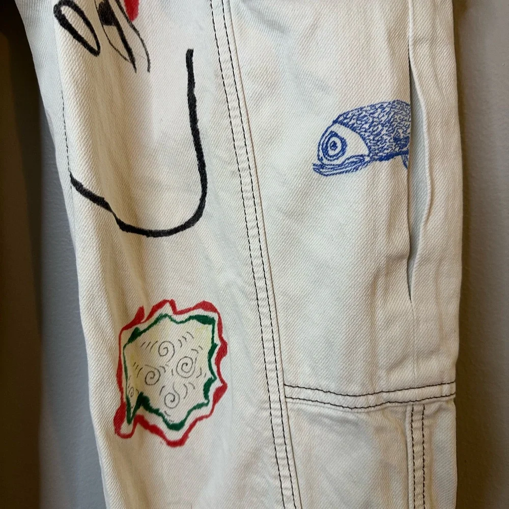 Urban Outfitters graffiti relaxed skate cargo pants. Sz 24 - Picture 3 of 10